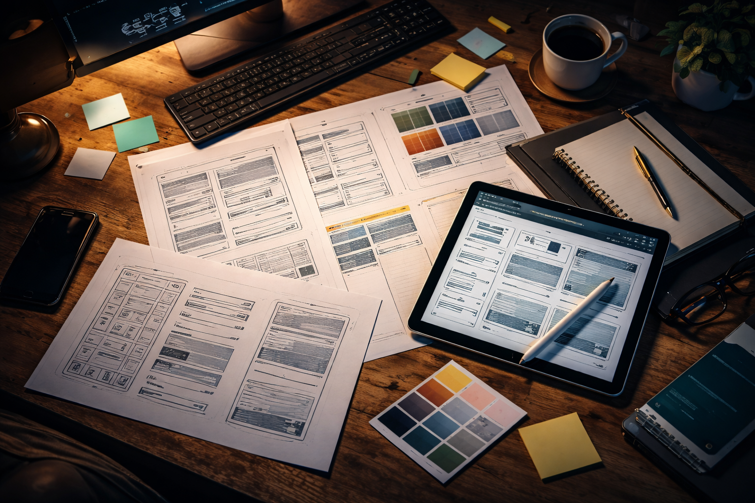 Moderner Arbeitsplatz mit Kaffeetasse