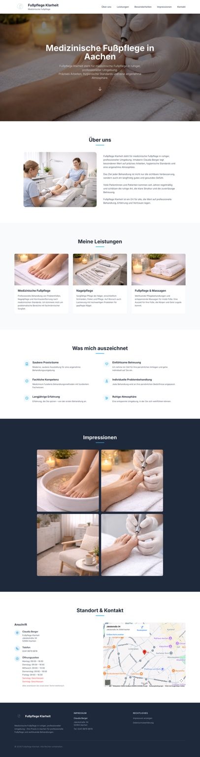 Fußpflege Klarheit Website Vorschau