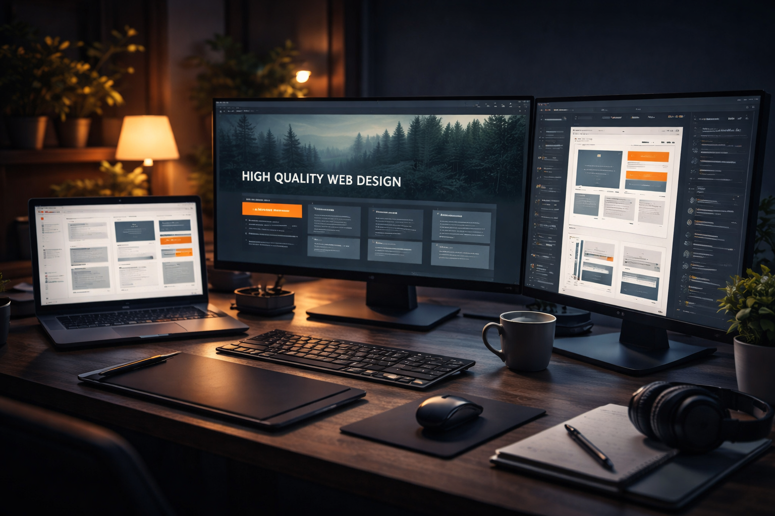 Webdesign Arbeitsumgebung mit Monitoren
